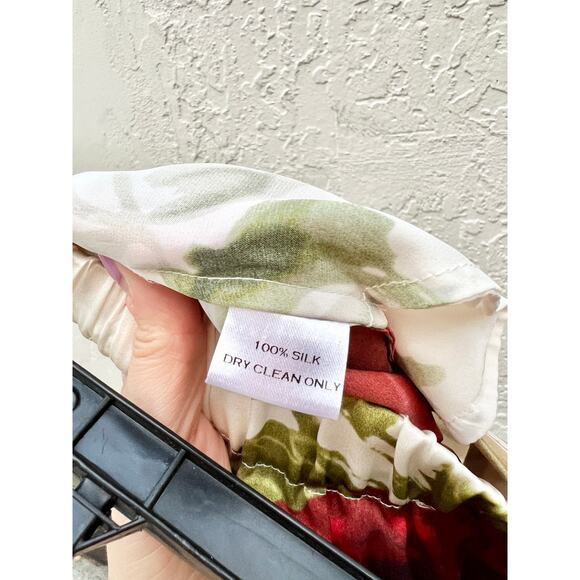 Harvey Faircloth High Rise 100% Silk Floral Print Pants Cream Women's Size US 4 - Picture 6 of 6